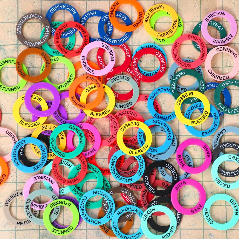 ALIZERO Upgraded ALIZERO DND Miniatures Condition Rings - 96 D&D Status Effect Markers in 24 Frequently Used Conditions - Pathfinder and Dungeons & Dragons Accessories - Premium Storage Box with Foam Padding - Image 4